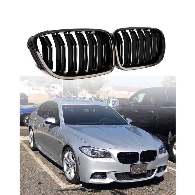 Qitian شبكات F10، شبكات كيدني أمامية بديلة من Qitian ABS لسلسلة 5 F10 F11 باللون الأسود اللامع - Image 1